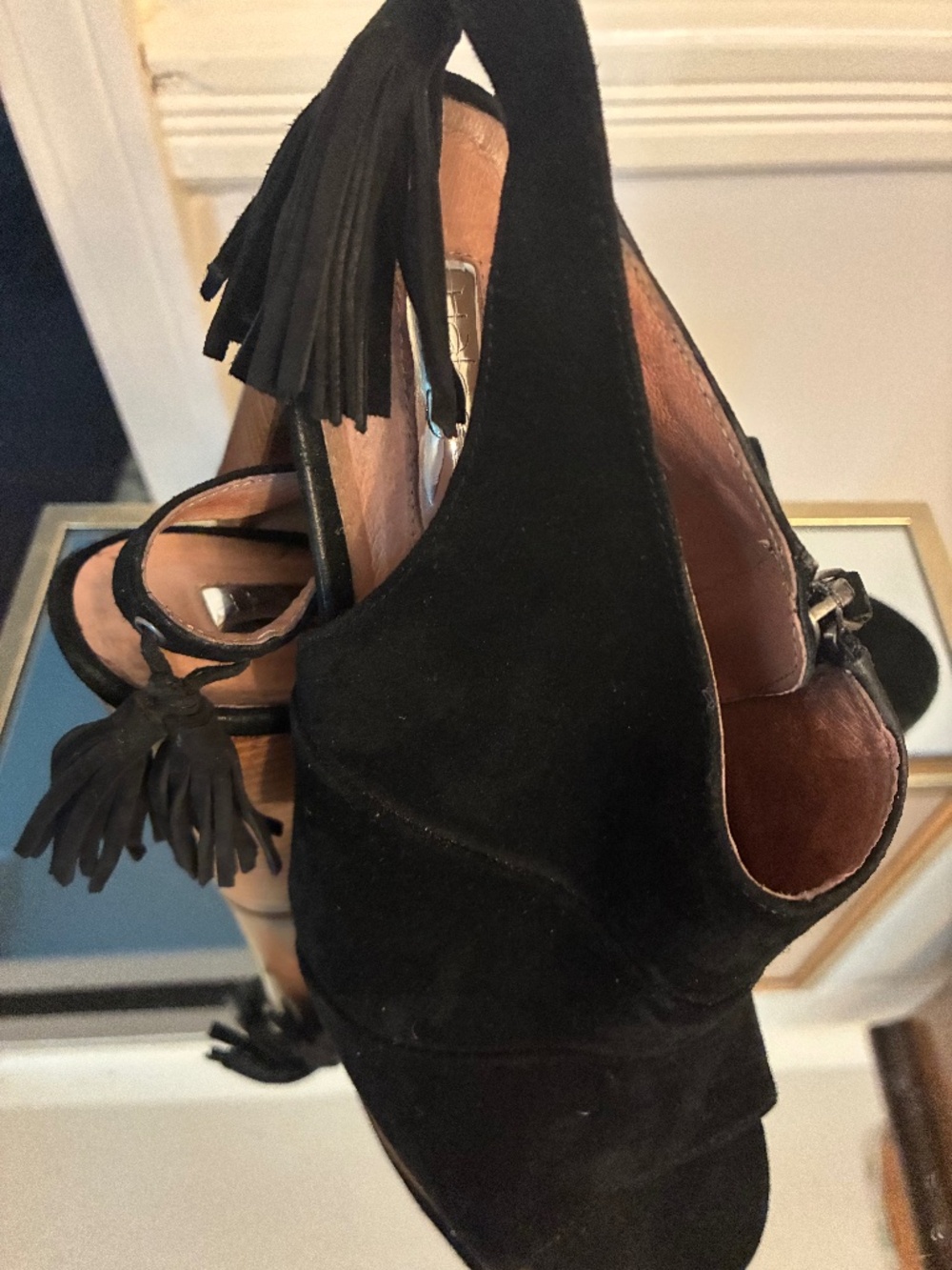 Halogen 4.5 inch suede Slingbacks with Tassel